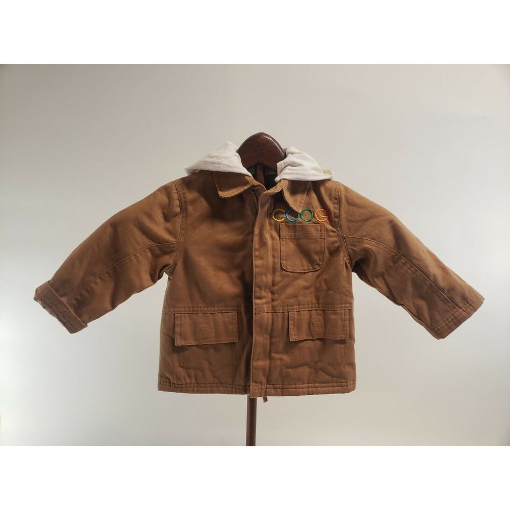 Coogi Youth Boys 2T Tan Hooded Winter Zip Up Coat
